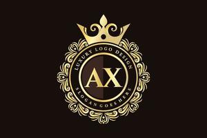 AX Initial Letter Gold calligraphic feminine floral hand drawn heraldic monogram antique vintage style luxury logo design Premium Vector