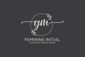 Initial GM beauty monogram and elegant logo design handwriting logo of initial signature, wedding, fashion, floral and botanical with creative template. vector