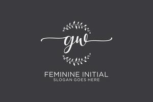 Initial GW beauty monogram and elegant logo design handwriting logo of initial signature, wedding, fashion, floral and botanical with creative template. vector