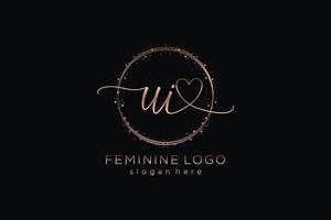 Initial UI handwriting logo with circle template vector logo of initial wedding, fashion, floral and botanical with creative template.