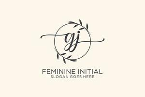 Initial GJ beauty monogram and elegant logo design handwriting logo of initial signature, wedding, fashion, floral and botanical with creative template. vector