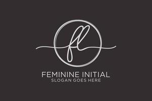 Initial FL handwriting logo with circle template vector logo of initial signature, wedding, fashion, floral and botanical with creative template.