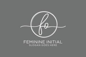 Initial FO handwriting logo with circle template vector logo of initial signature, wedding, fashion, floral and botanical with creative template.