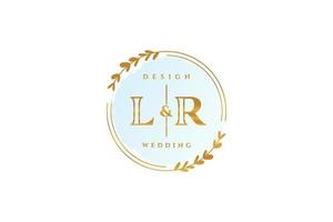 Initial LR beauty monogram and elegant logo design handwriting logo of initial signature, wedding, fashion, floral and botanical with creative template. vector