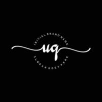 Initial UQ handwriting logo template vector