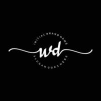 Initial WD handwriting logo template vector