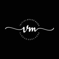 vector de plantilla de logotipo de escritura a mano vm inicial