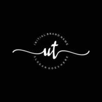 Initial UT handwriting logo template vector