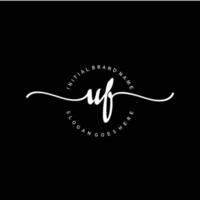 Initial UF handwriting logo template vector