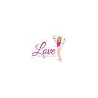 Love Girl Beauty Logo Sign Design vector