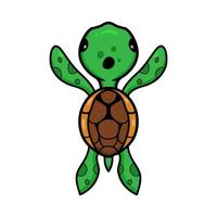 linda pequeña tortuga de dibujos animados nadando vector