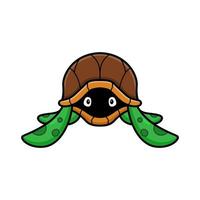 Cute little turtle cartoon hides in its shell vector