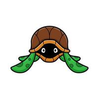 Cute little turtle cartoon hides in its shell vector