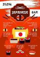 cartel vectorial para bar de sushi o restaurante japonés
