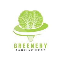 Chinese cabbage Logo Design Green Plant Vector Kimchi Food Ingredients