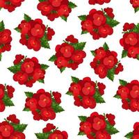 flor roja con hoja floral de patrones sin fisuras vector