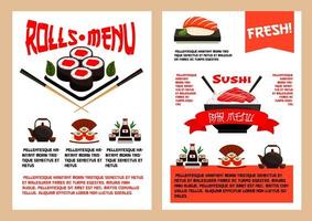 Japanese restaurant or sushi cuisine vector menu