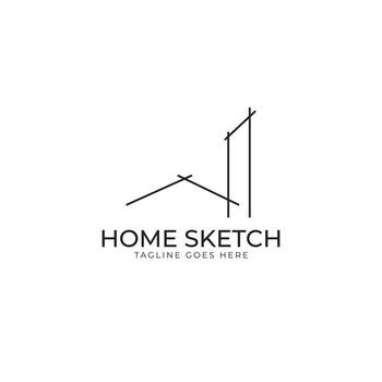 abstract minimalist simple line house logo for home architecture and property agent vector