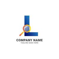 letter L magnifying glass company logo vector design element