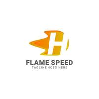 letter H flame speed vector logo design