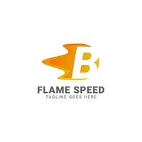 letter B flame speed vector logo design