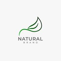 diseño de logotipo de vector de hoja de contorno limpio y elegante simple para marca ecológica o natural