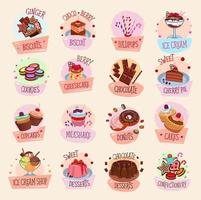 Vector icons bakery cakes confectionery desserts