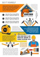 Handyman service poster of man with work tool vector