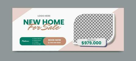 Real estate social media timeline cover banner template vector