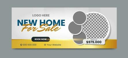 Real estate social media timeline cover banner template vector