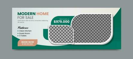 Real estate social media timeline cover banner template vector