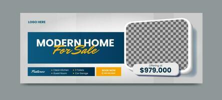 Real estate social media timeline cover banner template vector