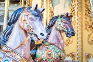 Florence, Italy - Circa March 2022 - vintage carousel horse - antique attraction.
