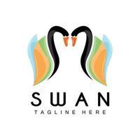 logotipo de cisne, diseño de animales de aves, logotipo de pato, vector de etiqueta de marca de producto