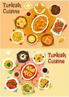 Turkish cuisine dinner with delight icon set