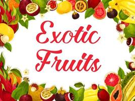 Vector poster of tropical exotic fruits harvest