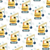 Seamless pattern with excavator perfect for wrapping paper vector