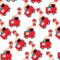 Seamless pattern with fire engines perfect for wrapping paper vector