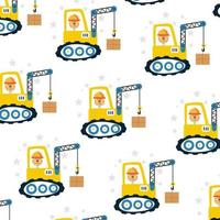 Seamless pattern with excavator perfect for wrapping paper vector