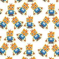 Seamless pattern with cute robot variations perfect for wrapping paper vector