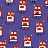 Seamless pattern with cute robot variations perfect for wrapping paper vector