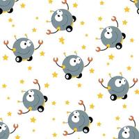 Seamless pattern with cute robot variations perfect for wrapping paper vector