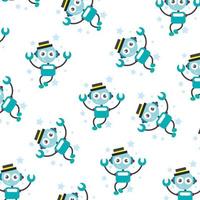 Seamless pattern with cute robot variations perfect for wrapping paper vector