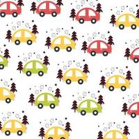 Seamless pattern with cute colorful cars perfect for wrapping paper vector