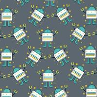 Seamless pattern with cute robot variations perfect for wrapping paper vector