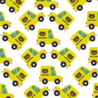 Seamless pattern with delivery car suitable for wrapping paper vector