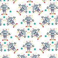 Seamless pattern with cute robot variations perfect for wrapping paper vector