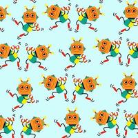 Seamless pattern with cute robot variations perfect for wrapping paper vector