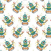 Seamless pattern with cute robot variations perfect for wrapping paper vector