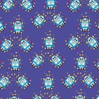 Seamless pattern with cute robot variations perfect for wrapping paper vector